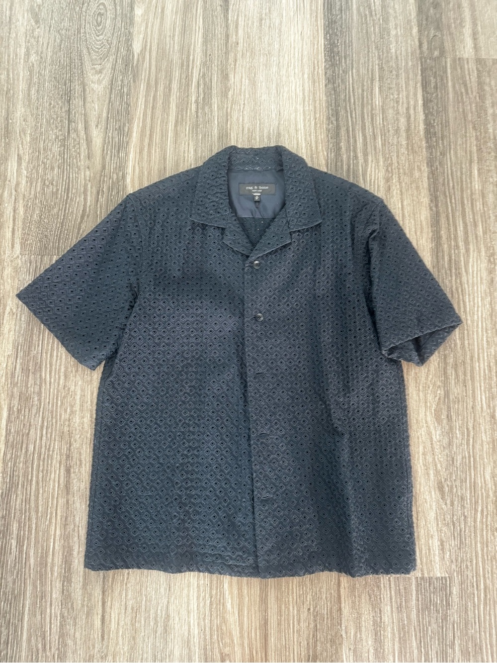 rag & bone Black Short-Sleeve Eyelet Camp Shirt Jacket